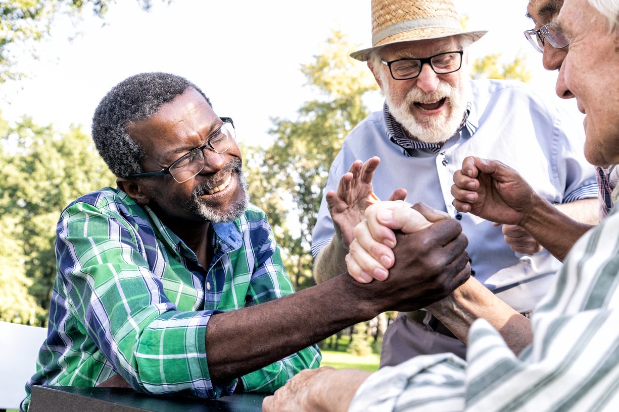 Senior people having fun at the park